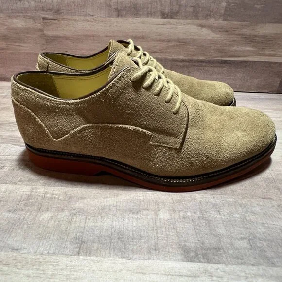 1901 Mens Round Toe Oxford  Round Toe Comfort Tan Leather Suede Shoe Size: 8M - Picture 9 of 14